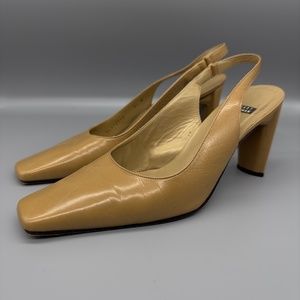 Square toed Stuart Weitzman slingbacks
